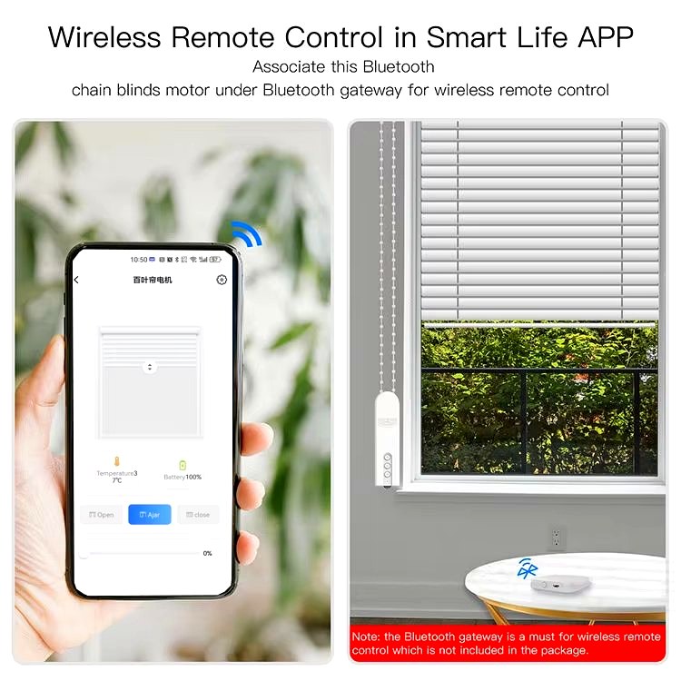 Smartphone app controlling motorized blinds